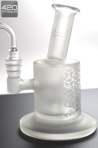 Pulse Glass x Scratch Glass - Mini Oil Rig w/ 3D Block Pattern Sandblast