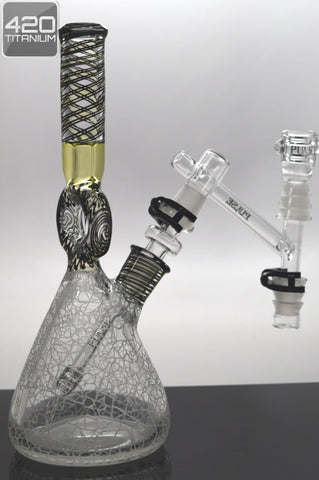 Pulse Glass - One of A Kind - Custom Donut Beaker - Scratched Glass Collab