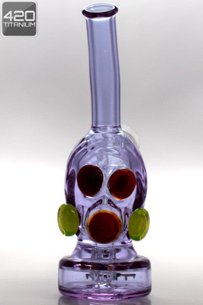 Pulse Glass - Micro Gas Mask Pendant w/ Gridded Downstem