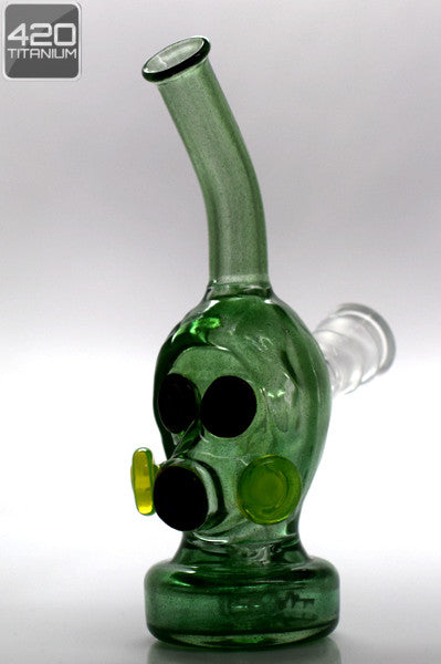 Pulse Glass - Micro Gas Mask Pendant w/ Gridded Downstem