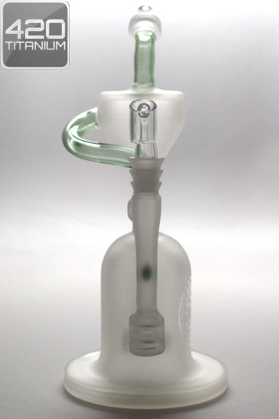 Pulse Glass - Double Barrel Recycler - Custom Sandblasted - Green Leprechaun