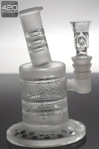 Pulse Glass - Mini Oil Rig w/ Barrel Perc - Hexagon Sandblasted