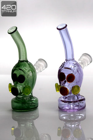 Pulse Glass - Micro Gas Mask Pendant w/ Gridded Downstem