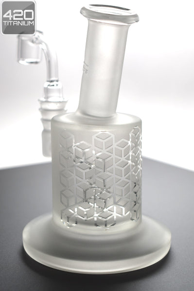 Pulse Glass x Scratch Glass - Mini Oil Rig w/ 3D Block Pattern Sandblast