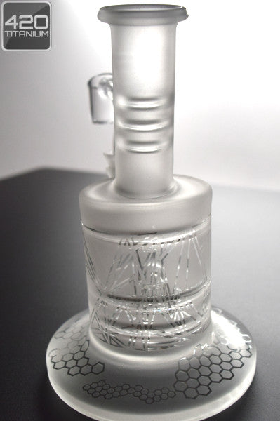 Pulse Glass - Mini Oil Rig w/ Barrel Perc - Cracked Sandblasted