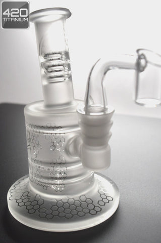 Pulse Glass - Mini Oil Rig w/ Barrel Perc - Cracked Sandblasted