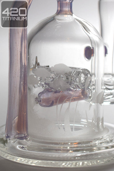 Pulse Glass - Double Barrel Recycler - Custom Sandblasted - Purple Slyme