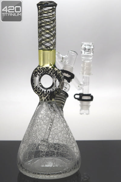 Pulse Glass - One of A Kind - Custom Donut Beaker - Scratched Glass Collab