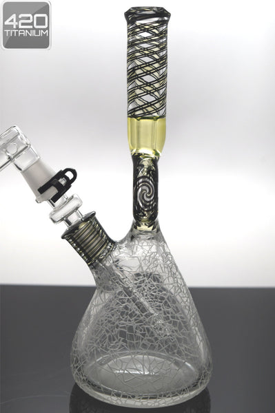 Pulse Glass - One of A Kind - Custom Donut Beaker - Scratched Glass Collab